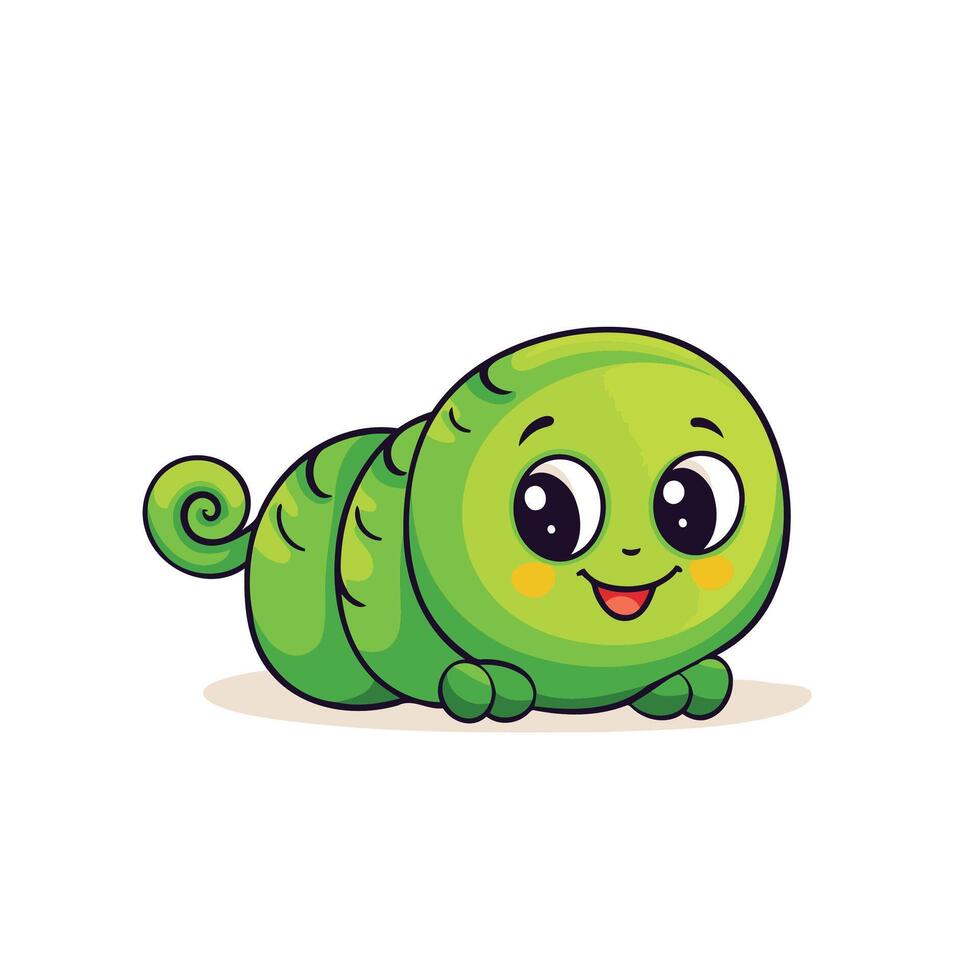 Cute green worm illustration vector