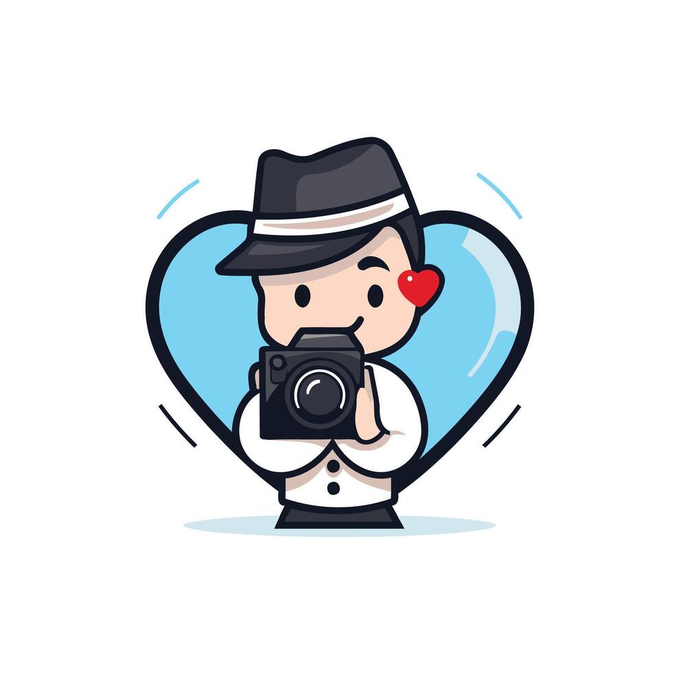 A cartoon man with a camera in his hand vector