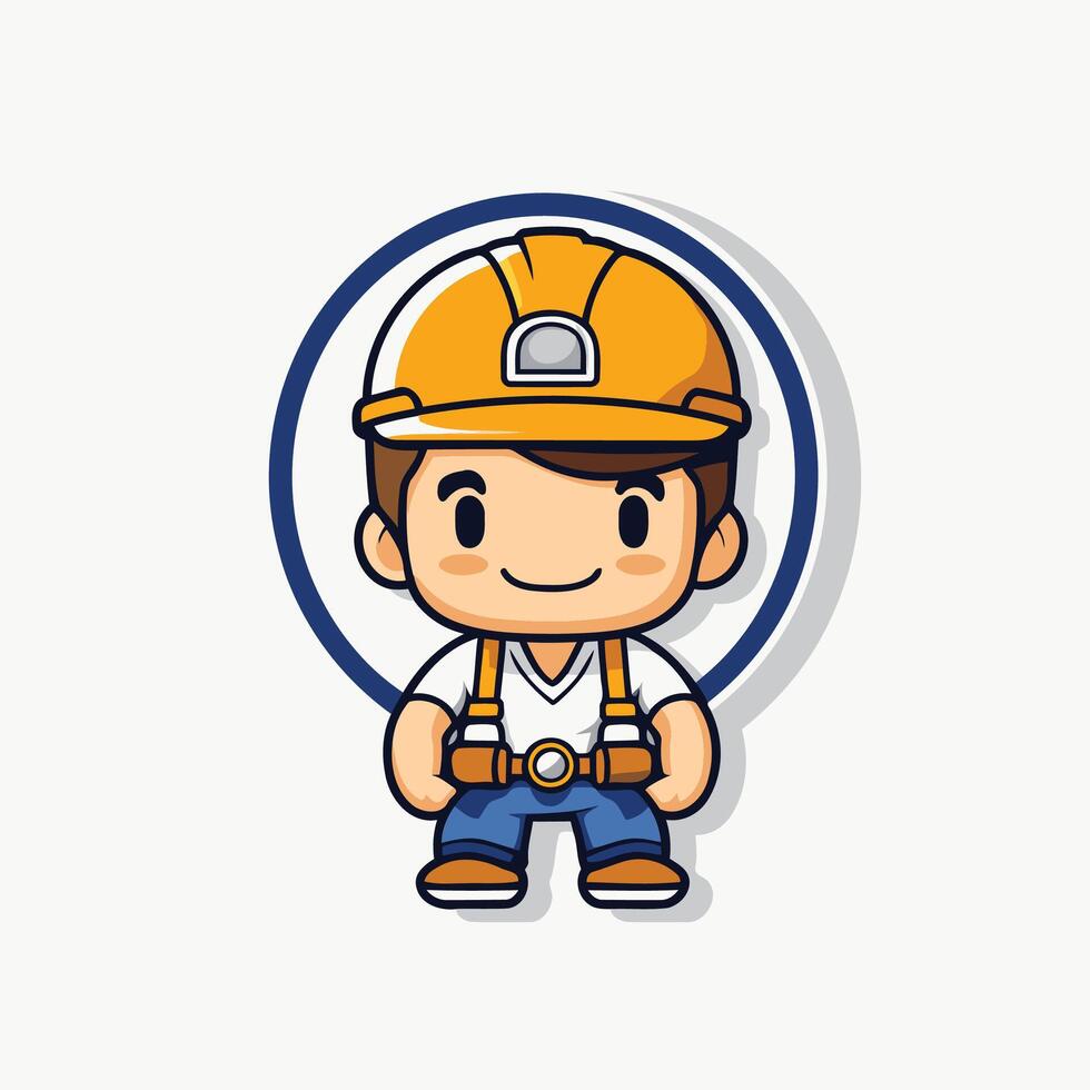A cartoon character wearing a hard hat and overalls vector