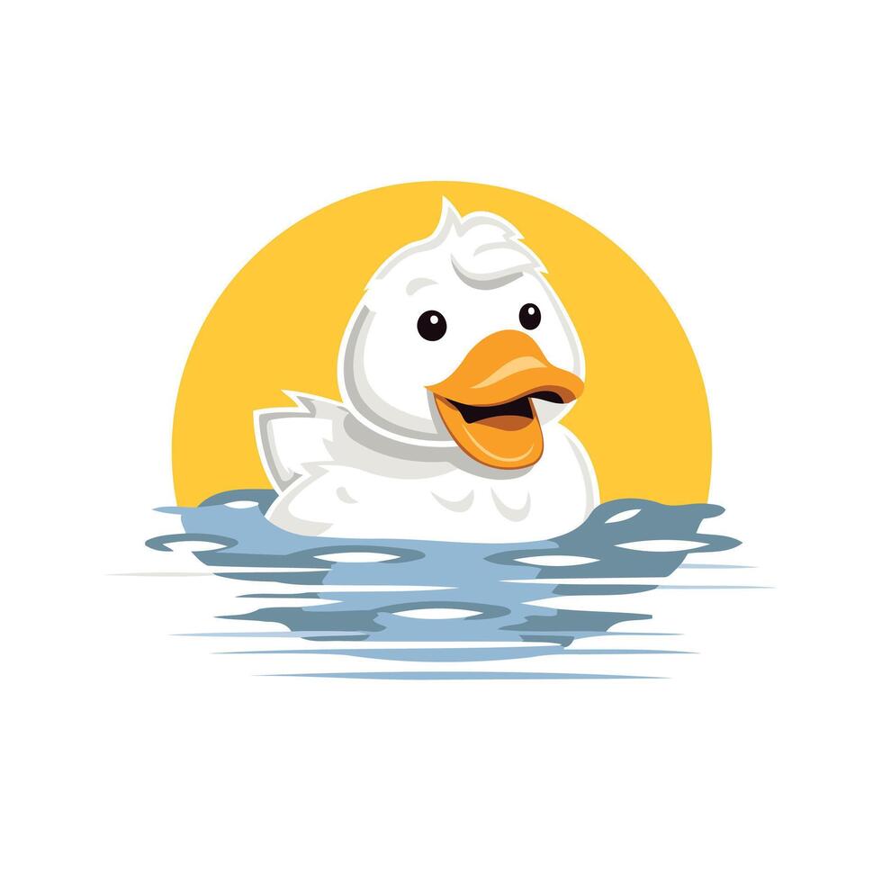 A cartoon duck swimming in the water vector