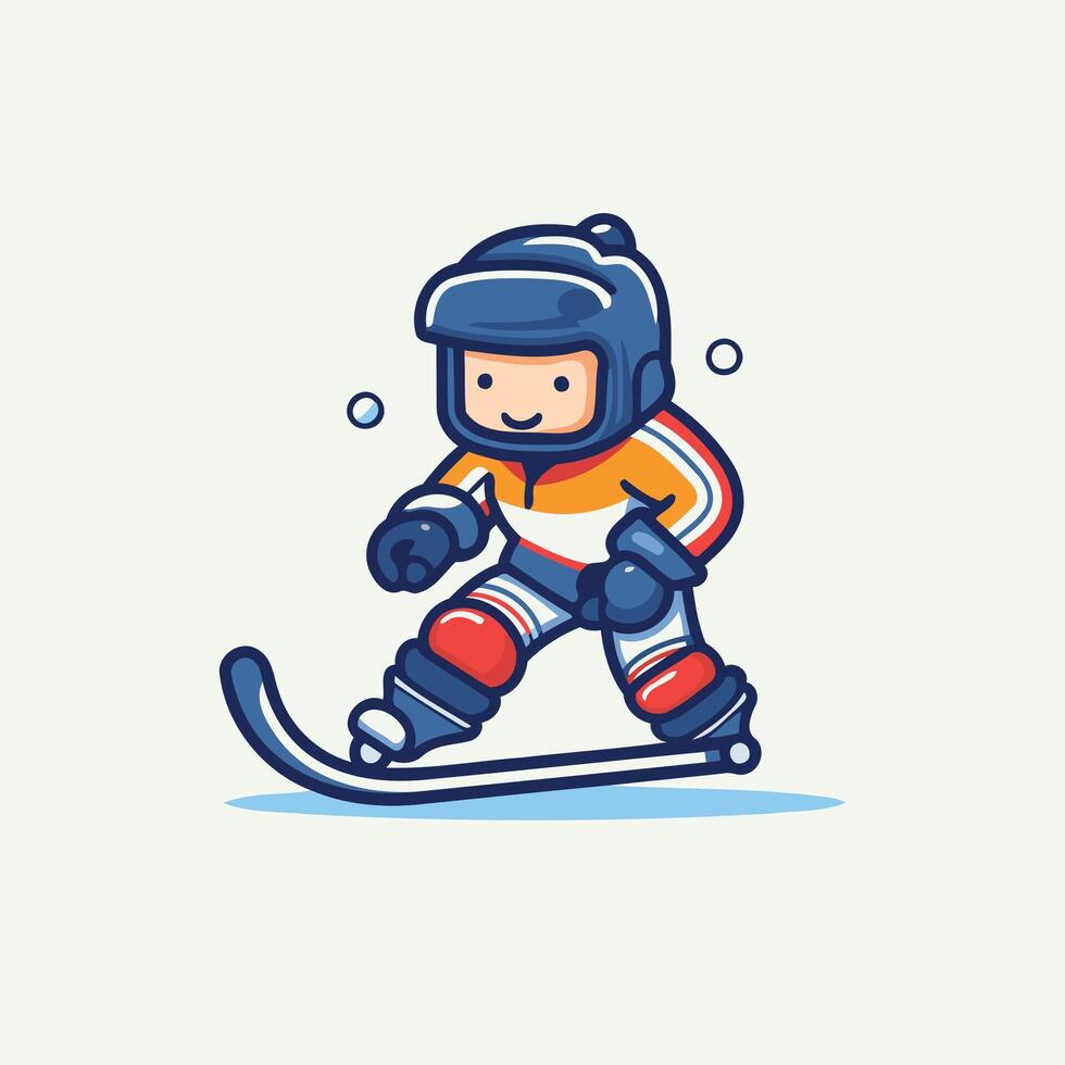 A cartoon skier in an orange and blue outfit vector
