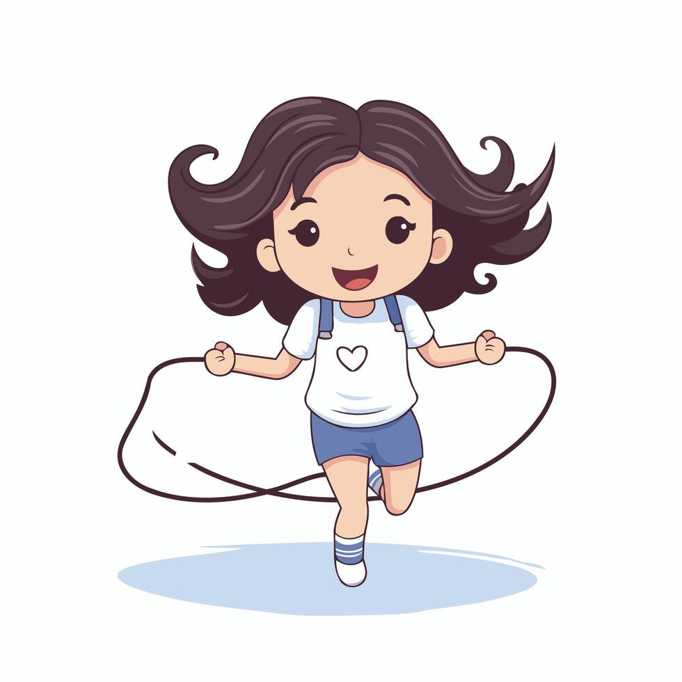 Cartoon girl jumping rope vector