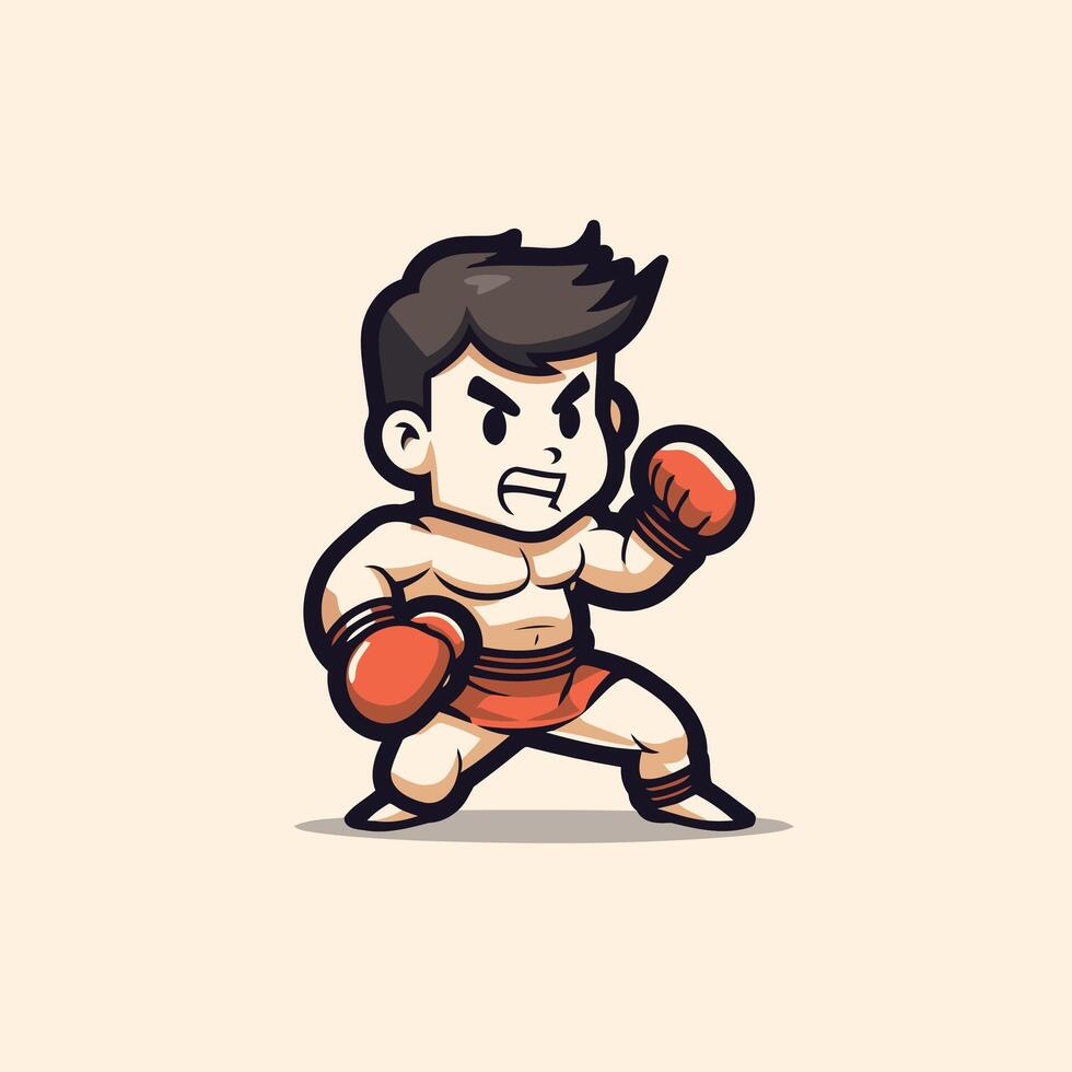 A cartoon character with boxing gloves and a black hair vector
