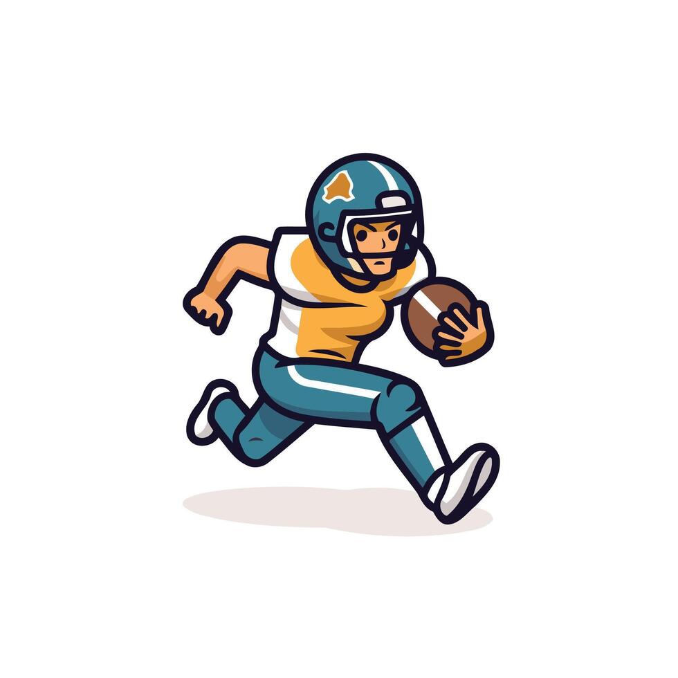American football player running with ball illustration vector
