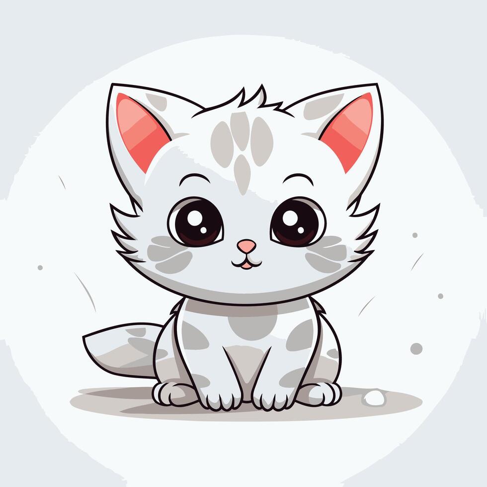A cartoon cat with big eyes and a white background vector