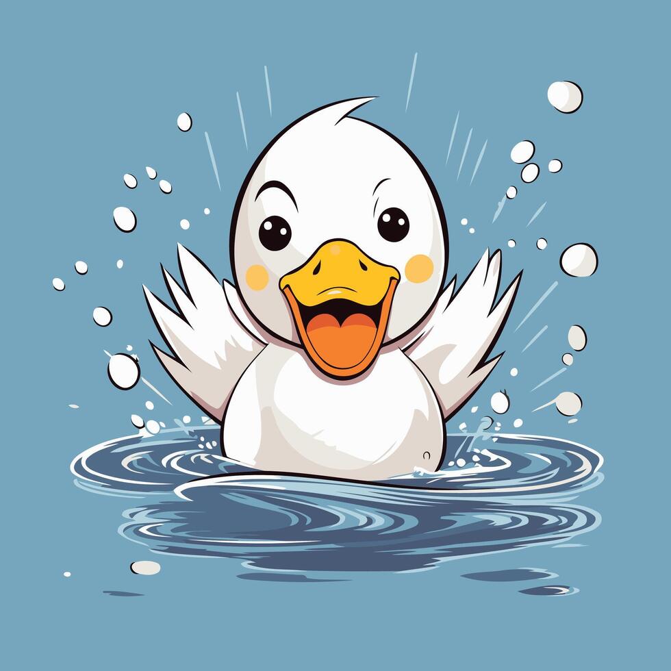 A cartoon duck swimming in the water vector