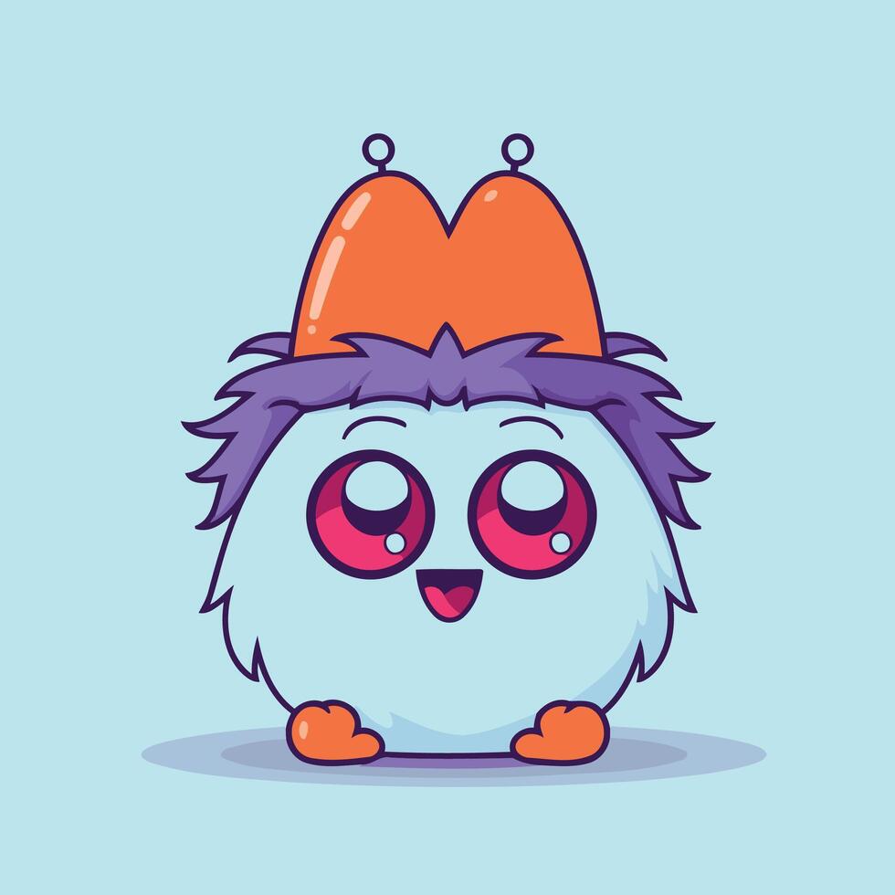 A cute little monster with a hat on vector