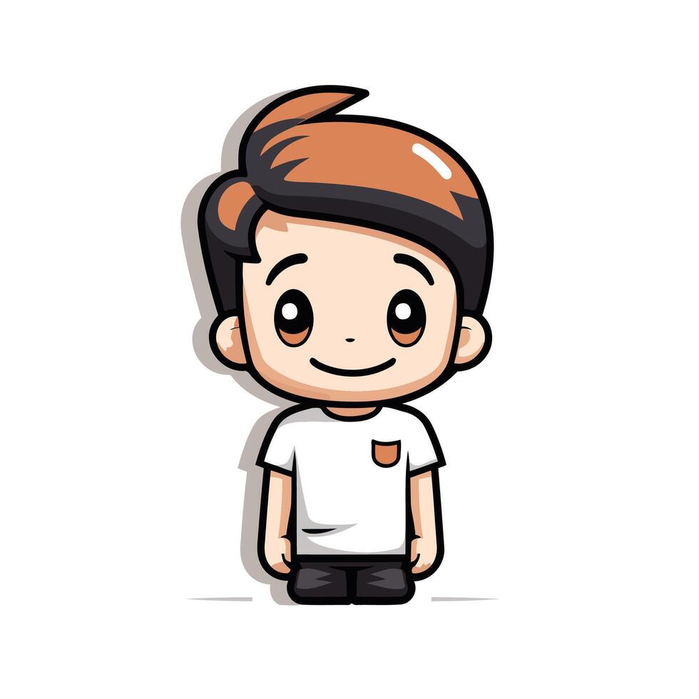 A cartoon character of a boy with brown hair vector
