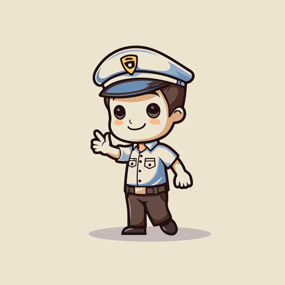 Cartoon police officer character with a hand gesture vector