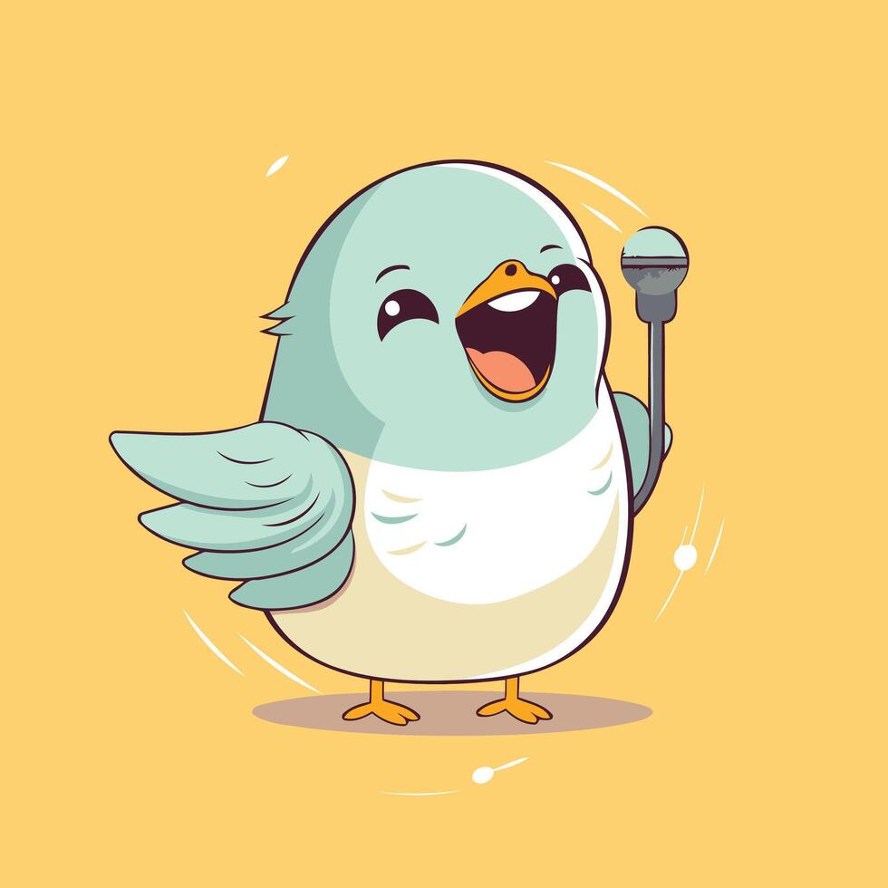 A cartoon bird singing into a microphone vector