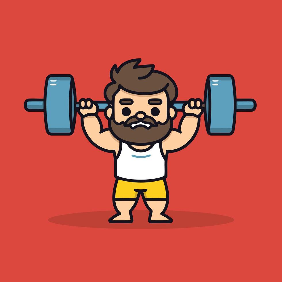 A cartoon man lifting a barbell vector