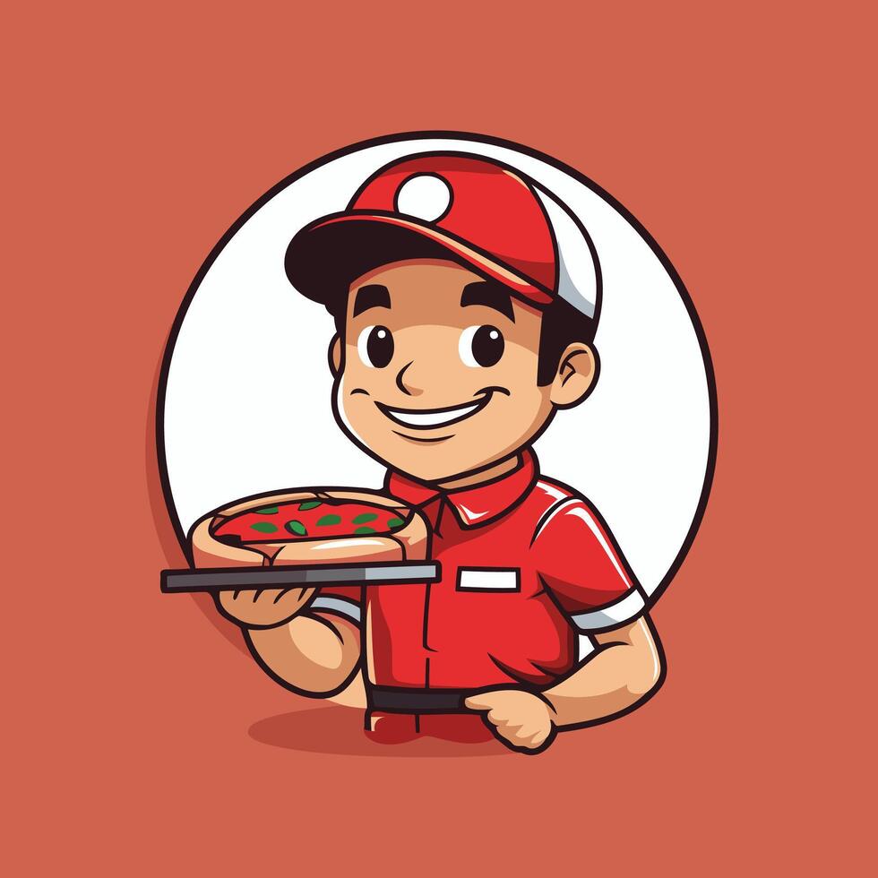 Pizza delivery boy illustration vector