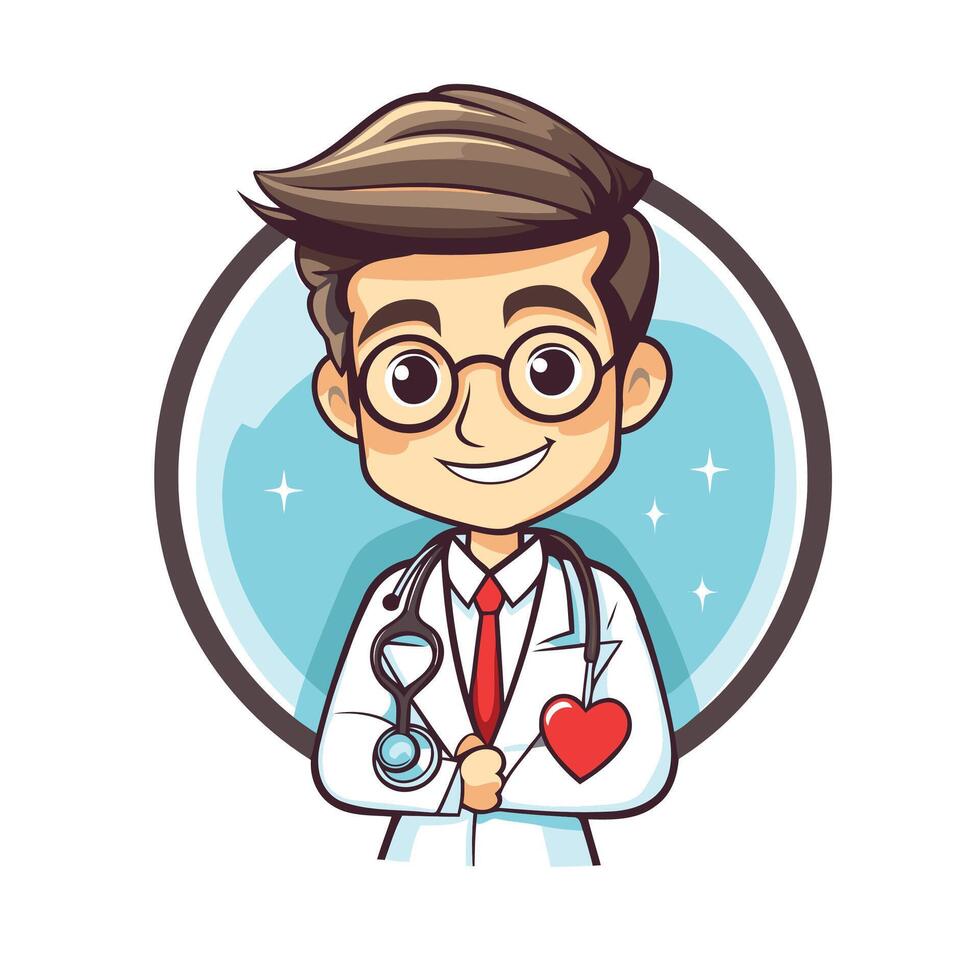 Doctor cartoon character with heart vector