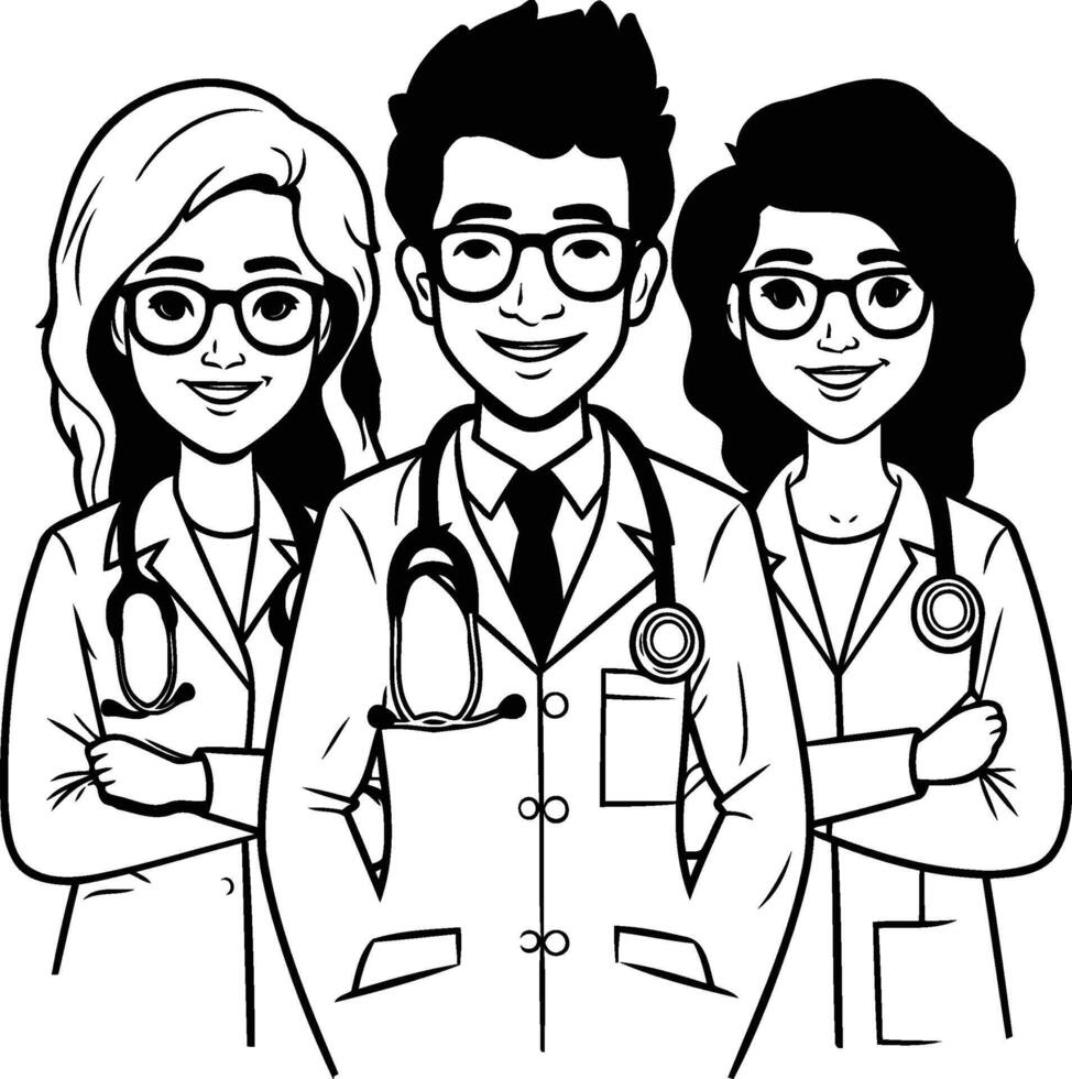 A doctor and two nurses standing together vector