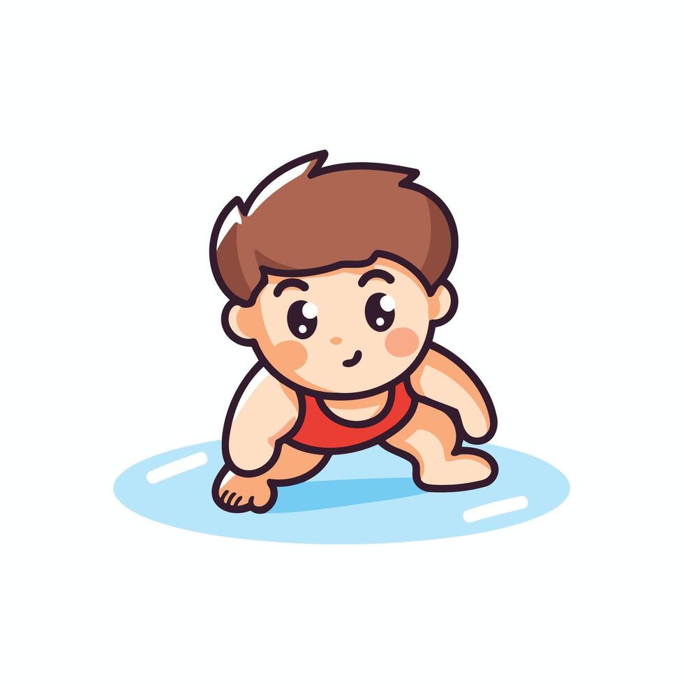 A cartoon boy in a swimsuit vector
