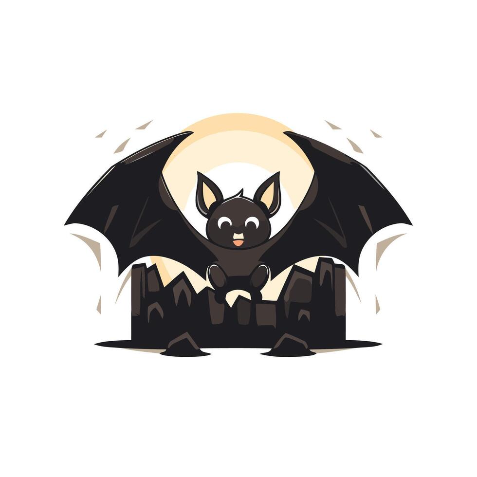A cartoon bat with a city in the background vector