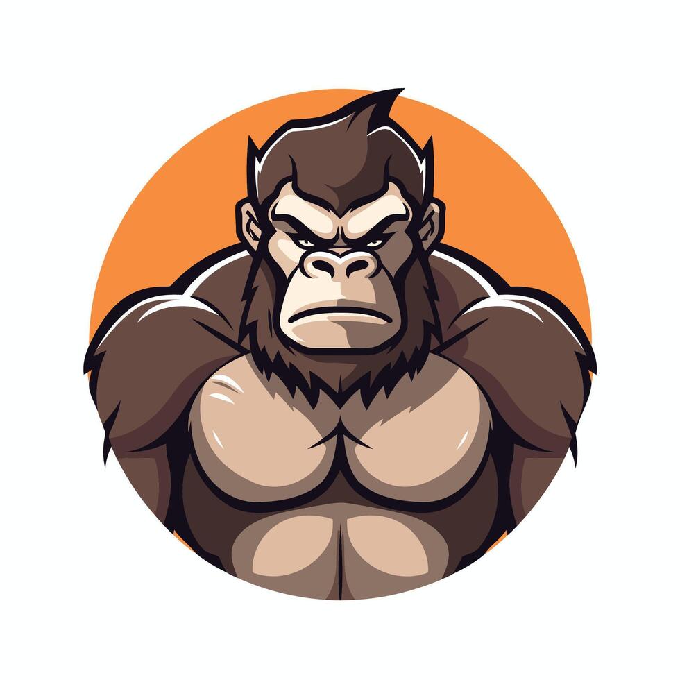 A gorilla with a big chest and a big head vector