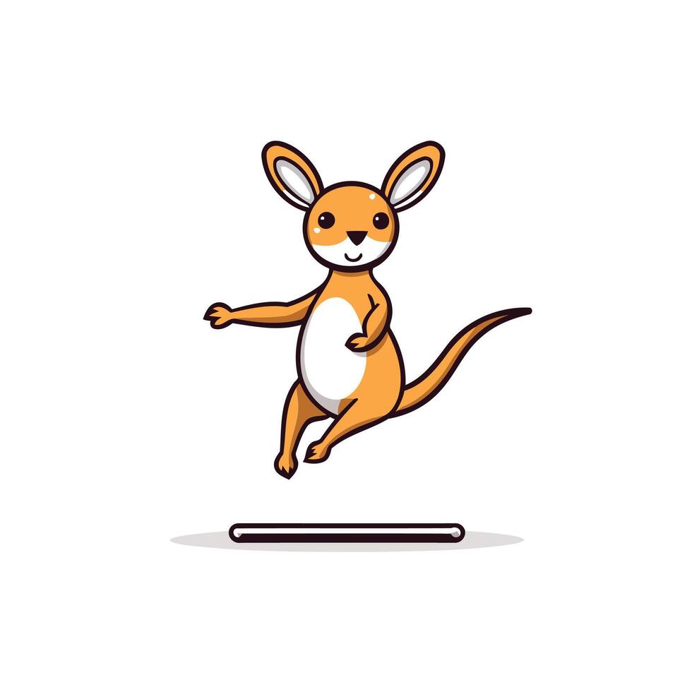 A cartoon kangaroo jumping on a white surface vector