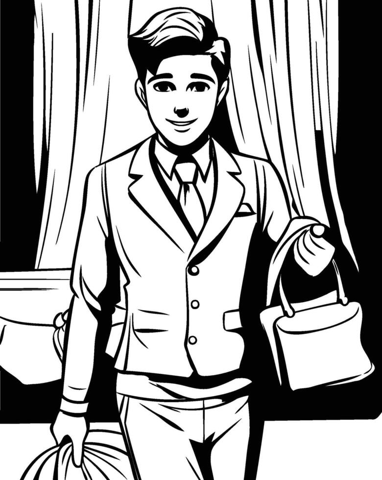 A man in a suit and tie is carrying a suitcase vector