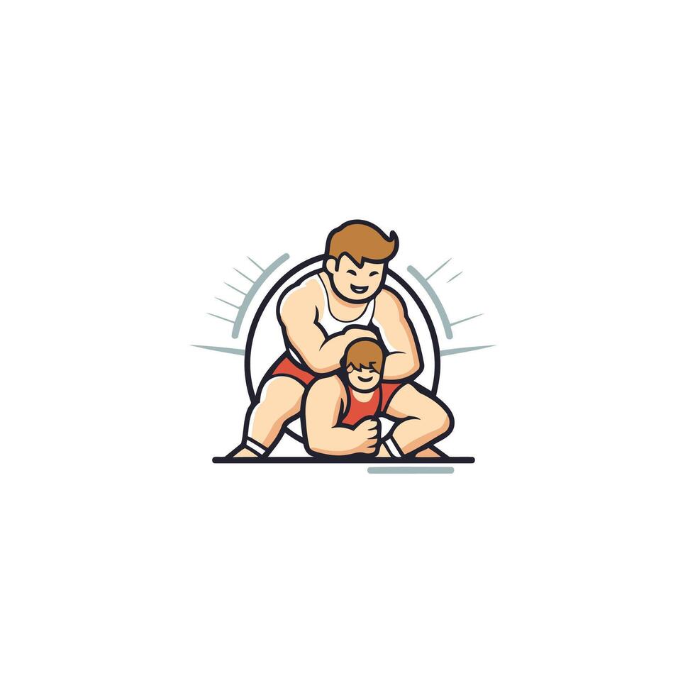 A man is wrestling another man in a wrestling ring vector