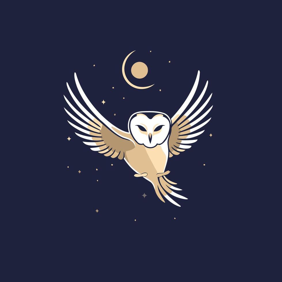 An owl flying in the night sky with the moon in the background 50152631