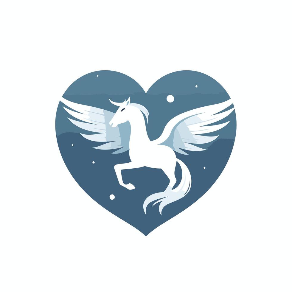 A white horse with wings in the shape of a heart vector