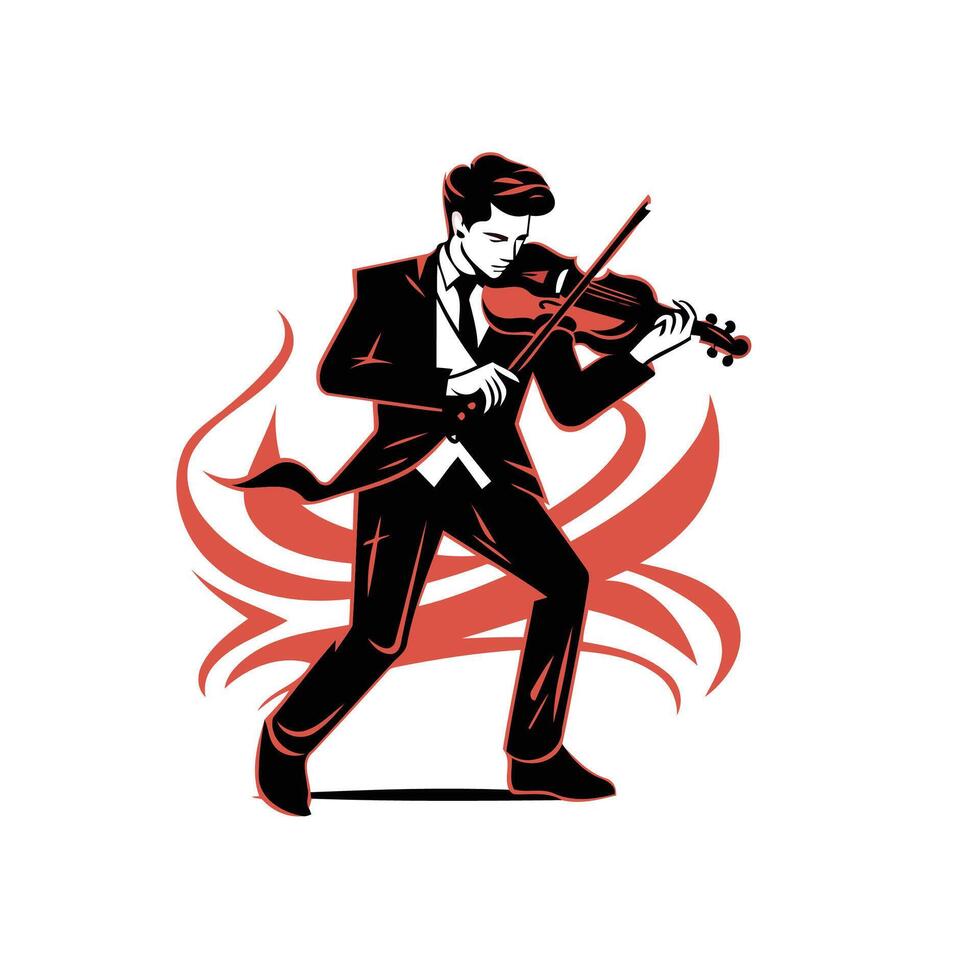 A man in a suit playing the violin vector