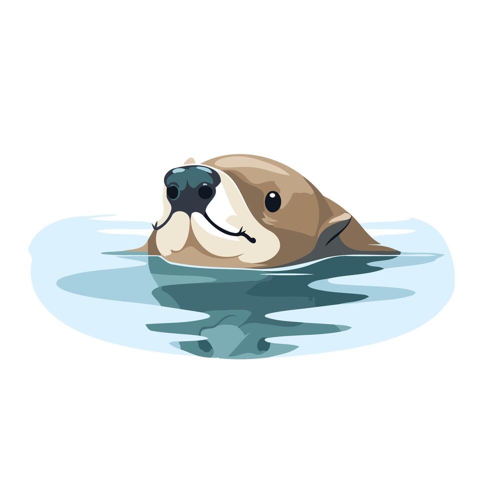 A cartoon otter swimming in the water vector