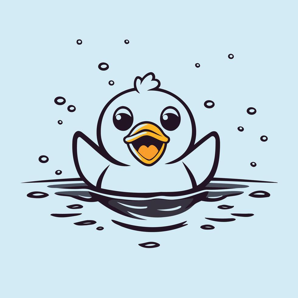 Cute duckling swimming in the water illustration vector