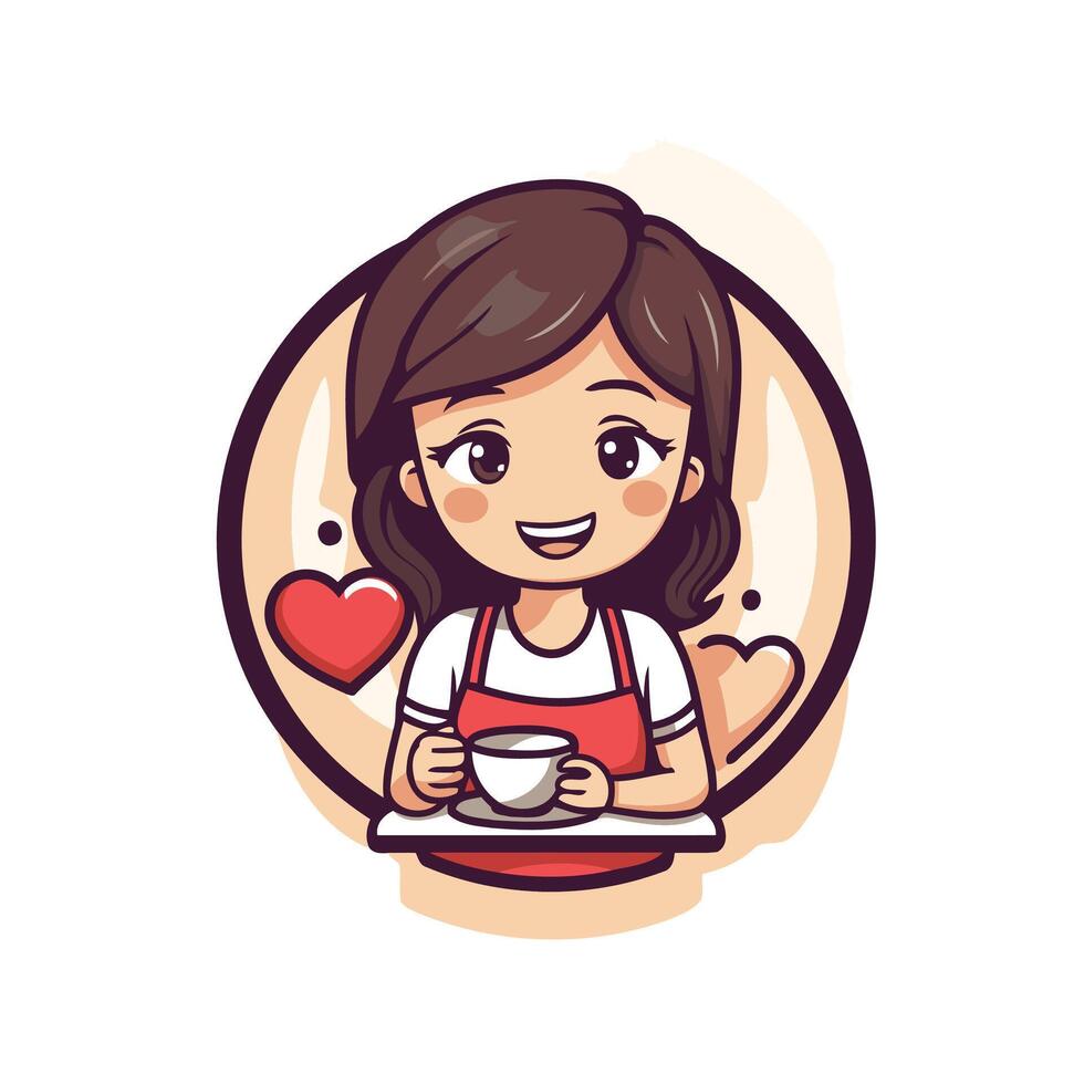 A woman holding a cup of coffee and a heart vector