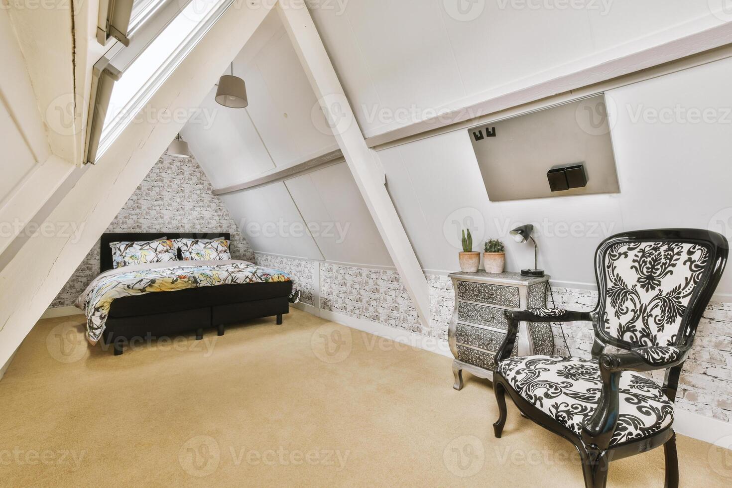 A bed in a bedroom photo