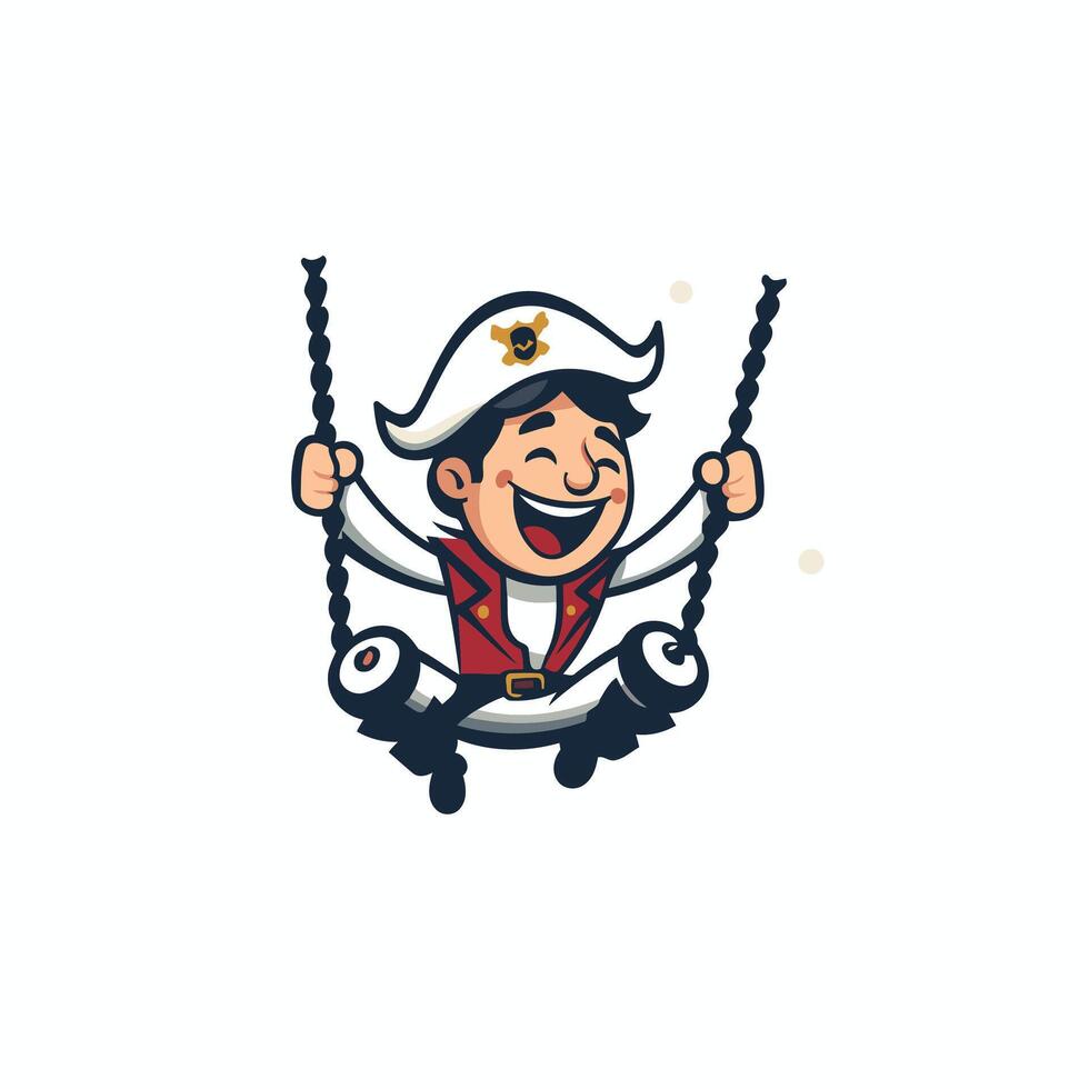A cartoon pirate swinging on a swing vector