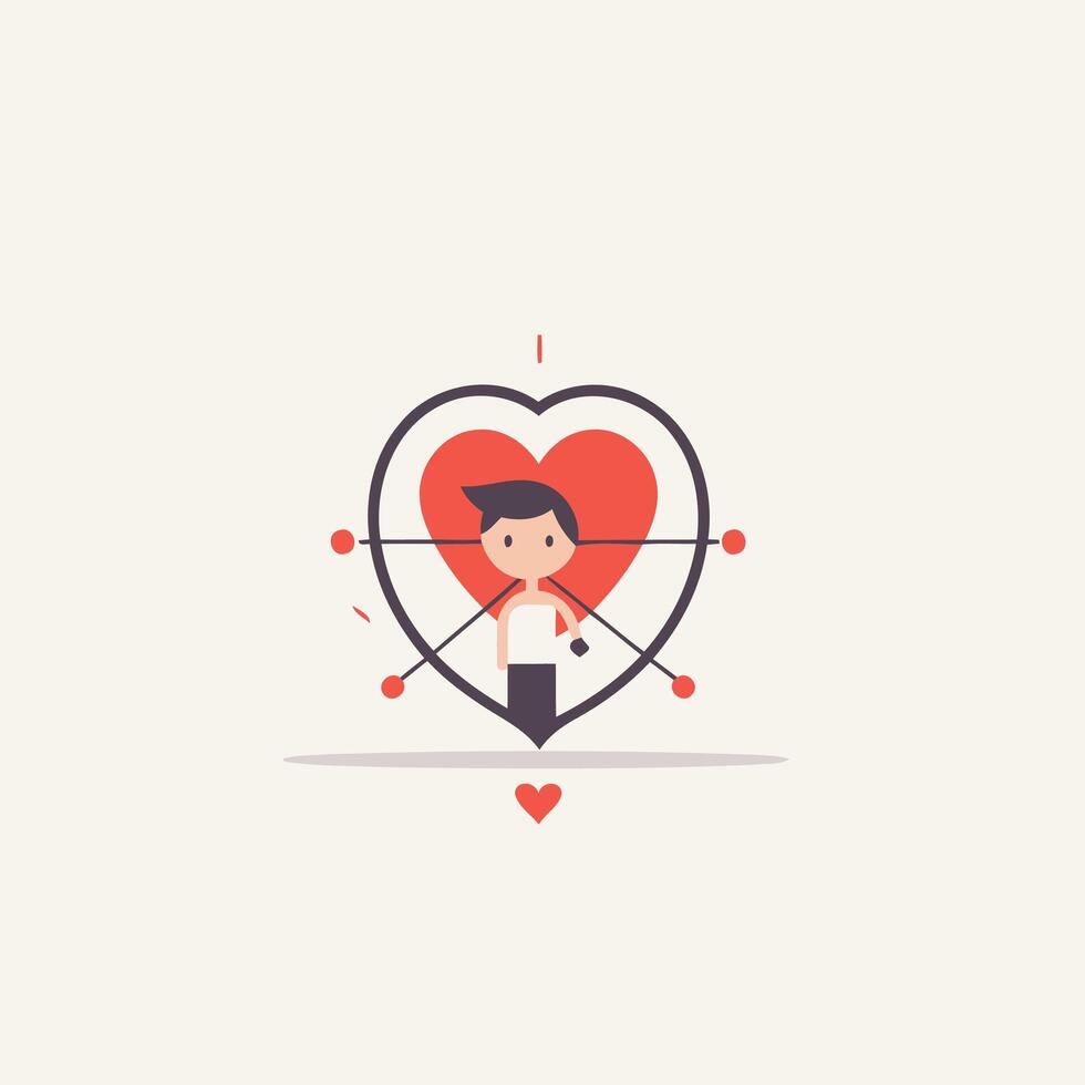 A man is standing in front of a heart shaped object vector