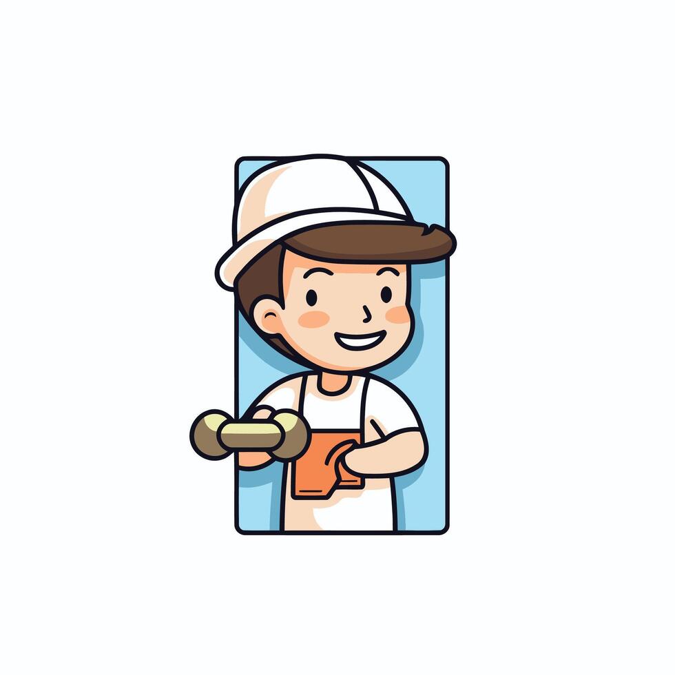 A cartoon character holding a hammer vector