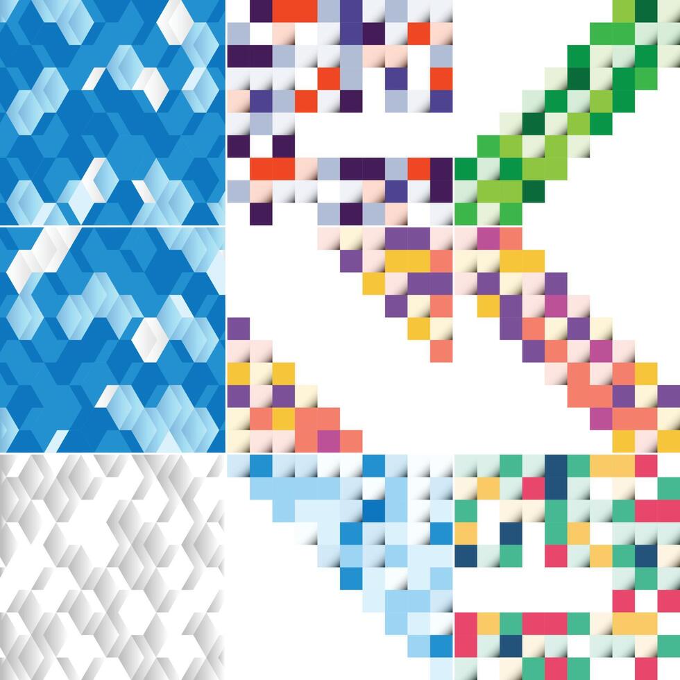 A set of geometric patterns with different colors vector