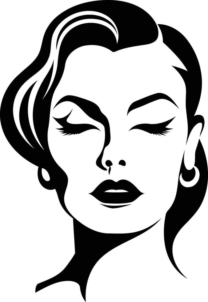 A woman's face with closed eyes and earrings vector