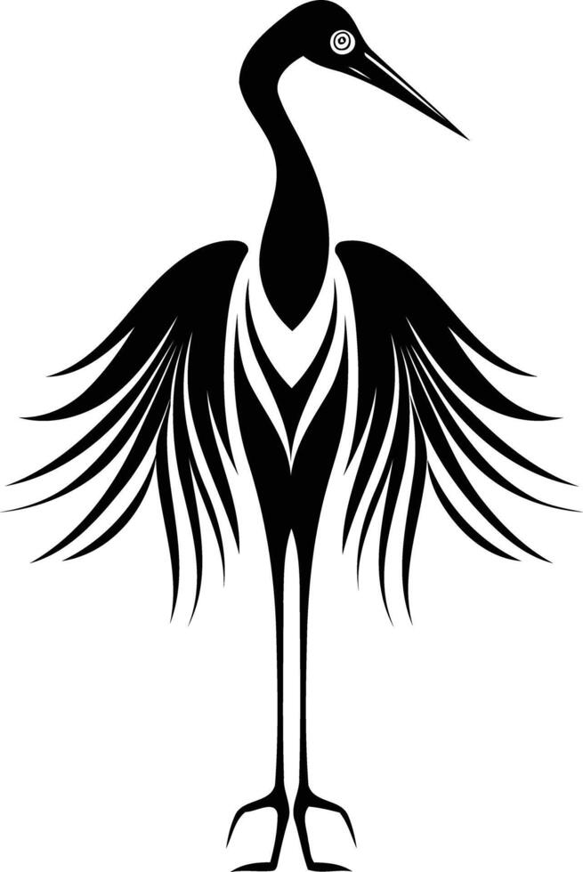 A black and white heron tattoo design vector