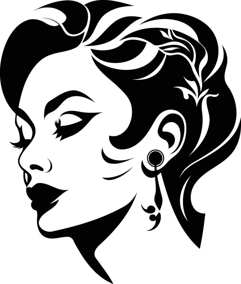 A woman with earrings and a flower in her hair vector