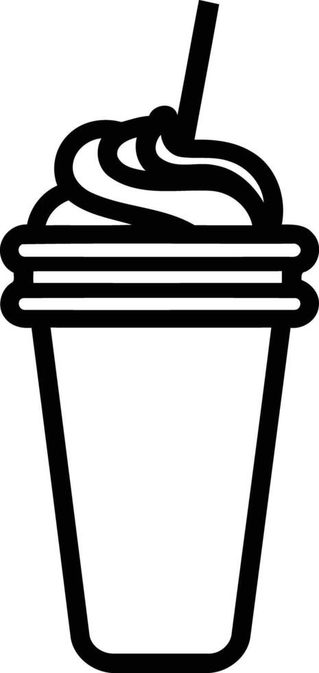 A black and white cup with a straw vector