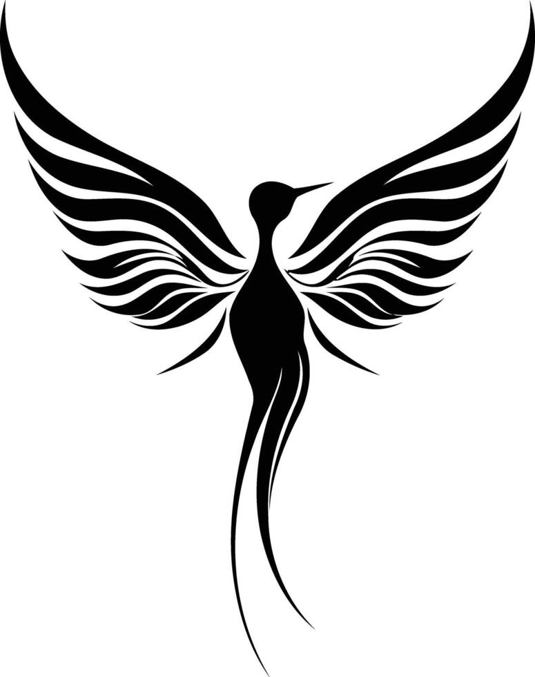 A black and white bird with wings vector