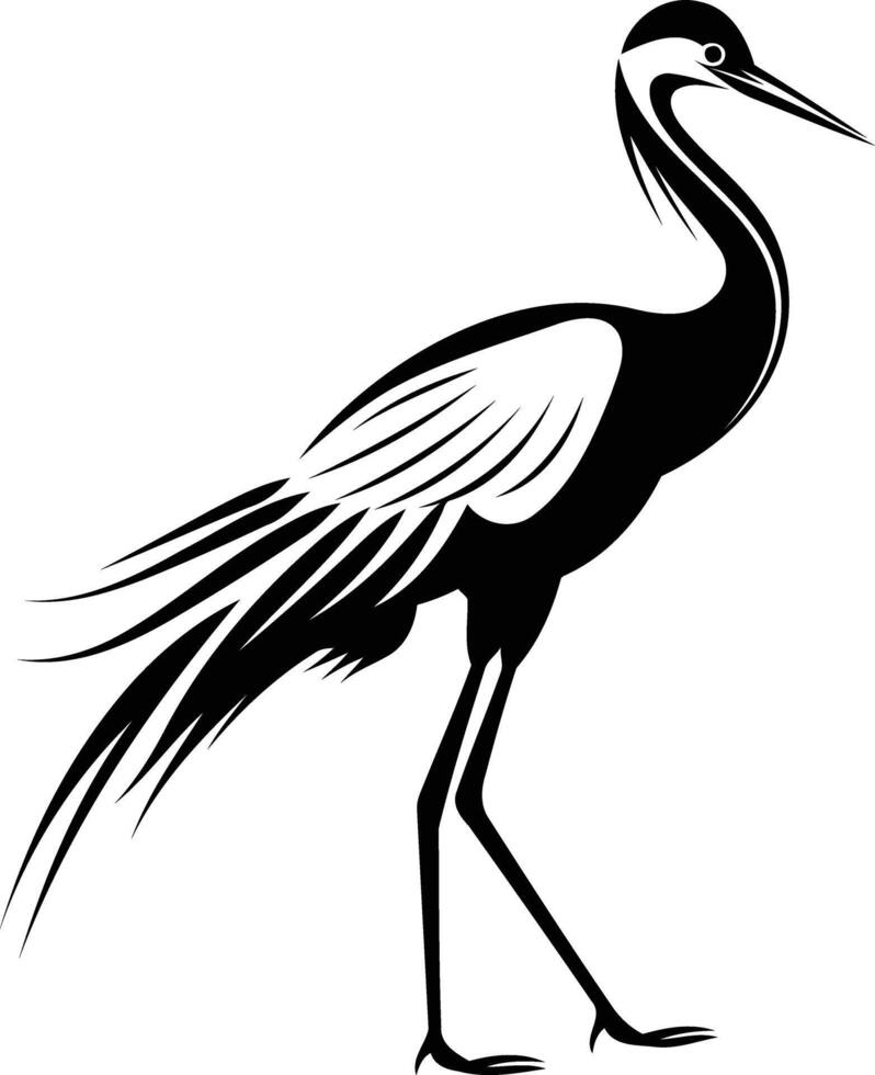 A black and white drawing of a crane vector