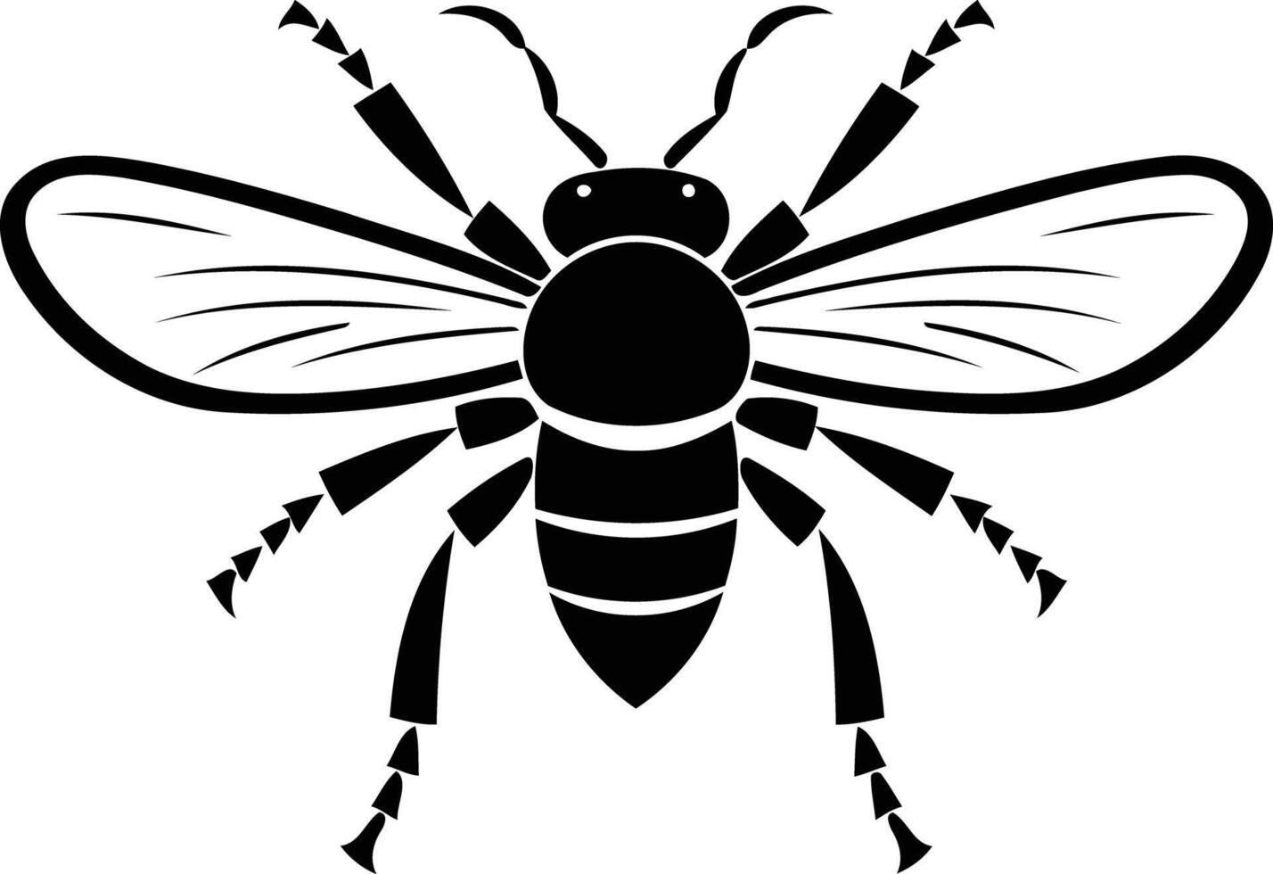 A black and white bee silhouette on a white background vector