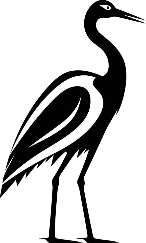 A black and white silhouette of a crane vector
