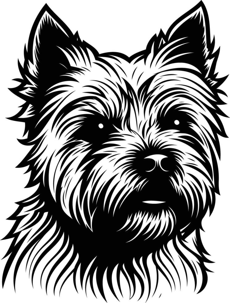 A black and white drawing of a dog's head vector