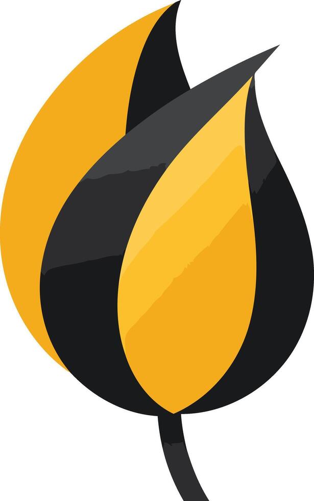 A black and yellow leaf logo vector