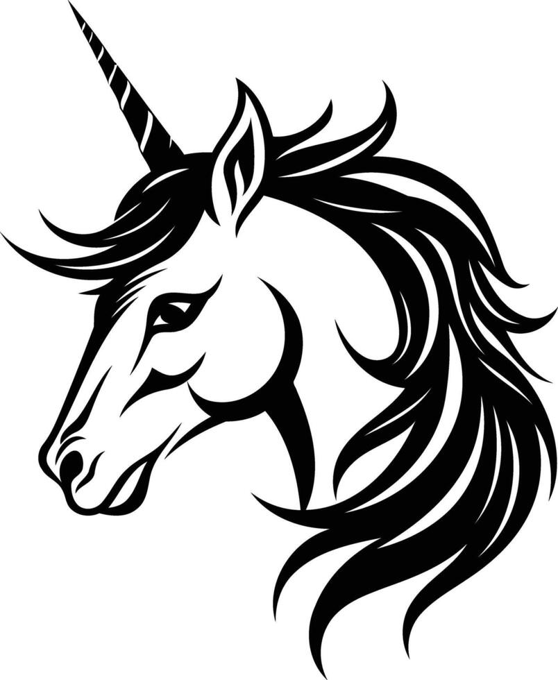 Unicorn head with long mane on a white background vector