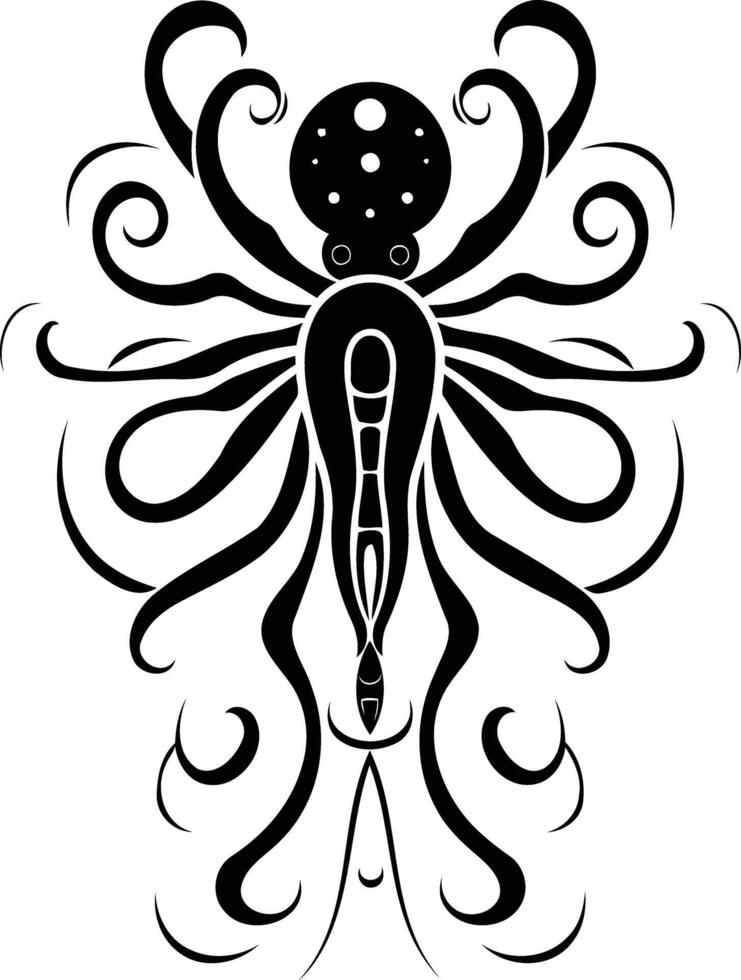 An octopus tattoo design with a black and white background vector