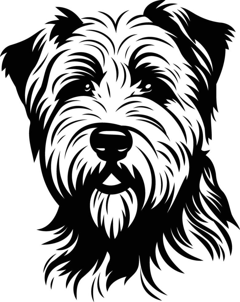 A black and white drawing of a dog's head vector