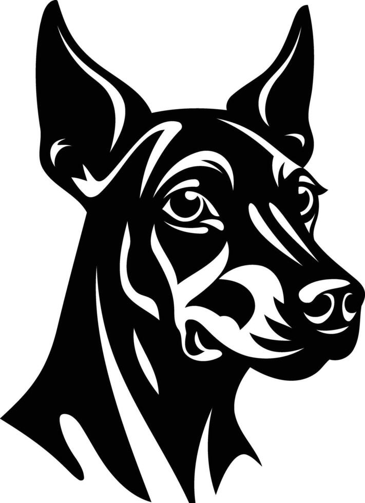 A black and white dog head with a long nose vector