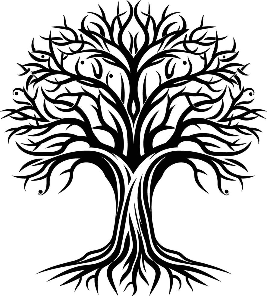 Tree tattoo design with roots vector